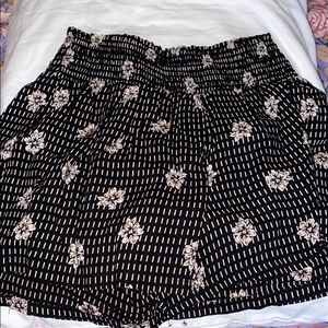Black and white floral shorts